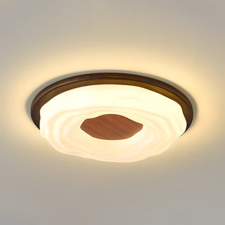 Walnut Ceiling Light - Simple LED Bedroom Lamp | Energy Efficient Flush Mount Fixture