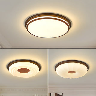 Walnut Ceiling Light - Simple LED Bedroom Lamp | Energy Efficient Flush Mount Fixture
