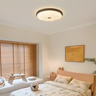 LED simple walnut ceiling lamp – energy efficient close-up