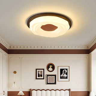 Simple LED walnut ceiling lamp – energy efficient bedroom