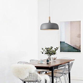 Cream glass pendant top view — industrial small metal fixture