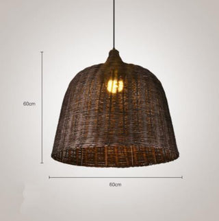 Suspension en rotin – Luminaire panier en bambou tissé à la main | Éclairage pour cuisine et salle à manger