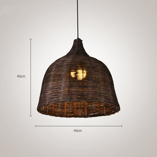 Suspension en rotin – Luminaire panier en bambou tissé à la main | Éclairage pour cuisine et salle à manger