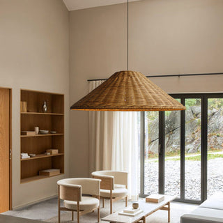 Adjustable cone rattan pendant — retro boho ceiling lamp