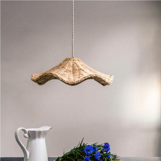 Boho farmhouse ceiling light with wicker rattan shade