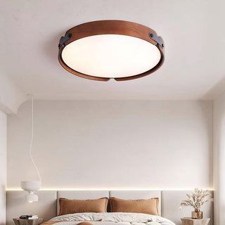 Plafonnier Rétro en Bois - Luminaire Rond en Bois avec 3 Couleurs d'Éclairage