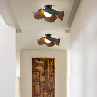 Scandinavian ceiling lamp with wood lotus resin, warm ambient
