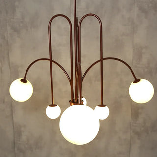 Large glass ball Art Deco chandelier adjustable ceiling fixture