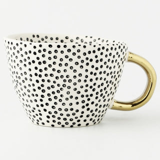 hand painted ceramic mugs luxury porcelain drinkware gold handle 350ml cup wide view