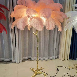 Feather Floor Lamp - Luxury Resin Feather Lamp with Soft Light & Maple Leaf Texture