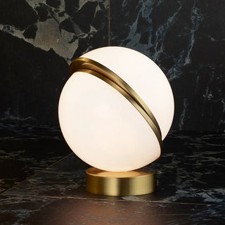 Golden white table lamp — elegant warm glow home office light