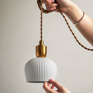 Retro brass cocoon hanging lamp for vintage interiors