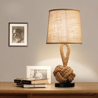Beige artisan table lamp — natural design close-up detail
