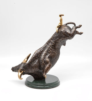 bronze mythology love limited edition art sculpture stone base side view