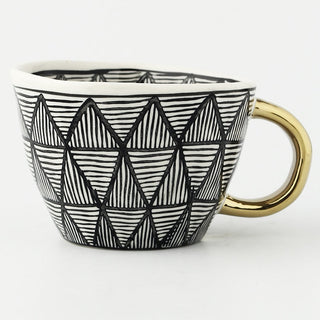 hand painted ceramic mugs luxury porcelain drinkware gold handle 350ml cup feature view