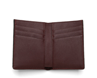 men's leather wallet haven slim crocodile embossed rfid blocking billfold black burgundy side view