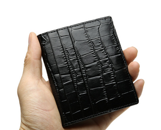 crocodile leather wallet haven compact leather card holder elegant billfold design close-up