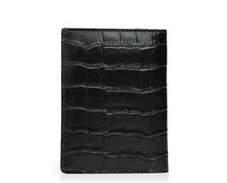 men's leather wallet haven slim crocodile embossed rfid blocking billfold black burgundy front view