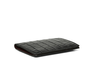 men's leather wallet haven slim crocodile embossed rfid blocking billfold black burgundy close-up