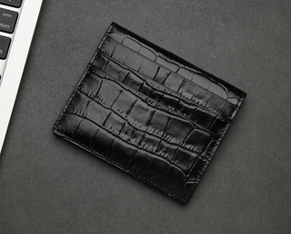 crocodile leather wallet haven compact leather card holder elegant billfold design detail