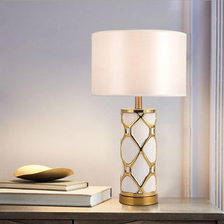 Luxury white gold table lamp — intricate lattice design elegant