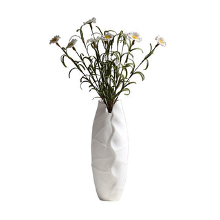 white ceramic vase modern minimalist kyathos decorative flower holder hemp rope front view