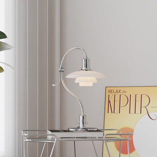 Contemporary table lamp — elegant layered glass shade