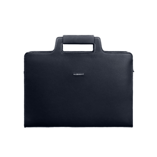 women leather laptop bag spacious business briefcase shoulder strap front view