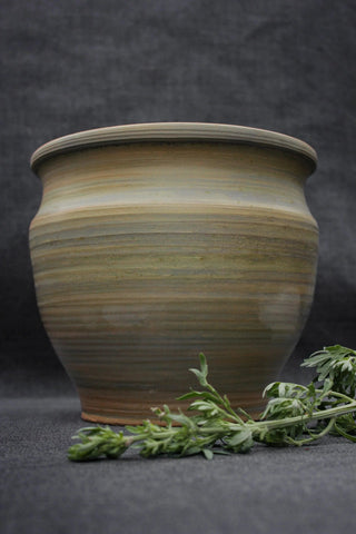 antique clay pot handmade artisan ceramic pot smoke firing finish lifestyle view