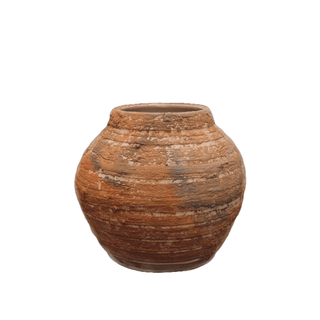 handmade clay pitcher unique antique stoneware vessel rustic ceramic pottery front view