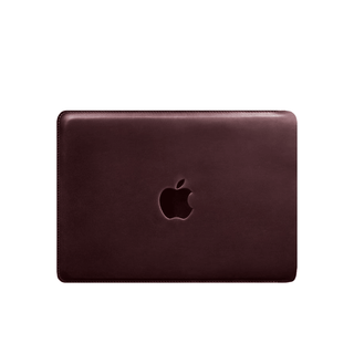 leather macbook pro sleeve handmade 14 inch laptop cover apple logo front view