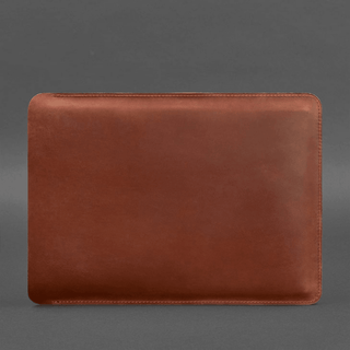leather macbook sleeve handmade 15-16 inch laptop cover apple logo side view