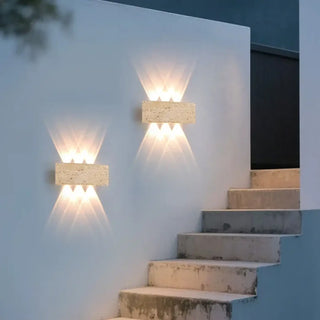 PUMY Contemporary Natural Stone Exterior Sconce – Modern Outdoor Wall Light