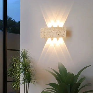 PUMY Natural Stone Modern Outdoor Wall Light – Contemporary Exterior Sconce