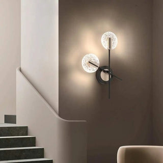 Black circle vertical rod wall sconce medium 25x43cm