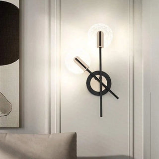 LED circle wall sconce black 2 lights close-up detail