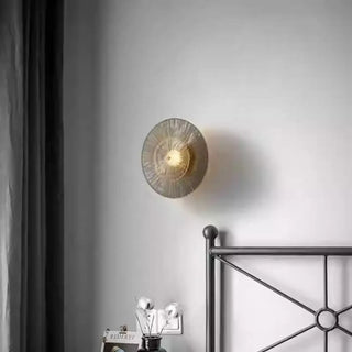 Gold sunburst wall light LED 20cm disc 3000K