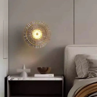 Sunburst LED wall sconce 5W gold glass modern
