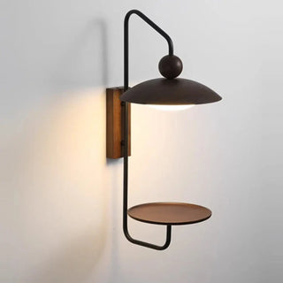 Scandinavian wood metal LED wall sconce brown – 60cm