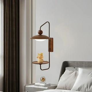 wood metal LED wall sconce black 9W – Art Deco industrial