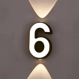 LED number sconce side profile – black white art wall light