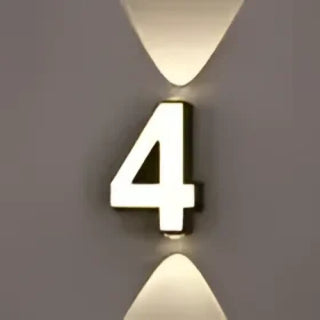 Black number wall sconce angle – typographic LED decorative lighting