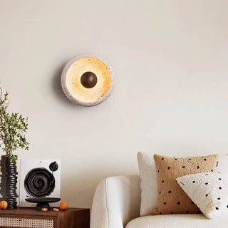 Stone wood wall sconce LED dimmable beige organic elegant
