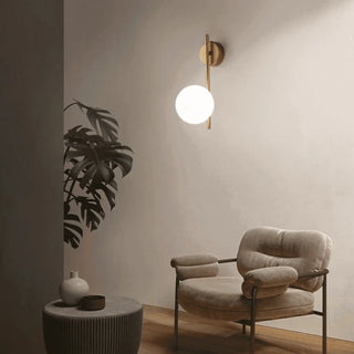 Industrial glass ball adjustable wall lamp E27 gold black arm