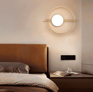 Adjustable arm glass ball wall light E27 LED — industrial black gold fixture in setting