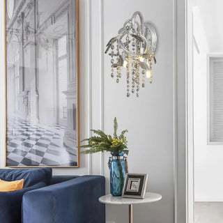 Bronze crystal wall sconce G9 15W LED vintage glass aluminium