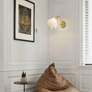 Flower sconce white aluminum – warm ambient light