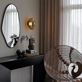 Circular glass sconce black – G9 10W vintage warm white