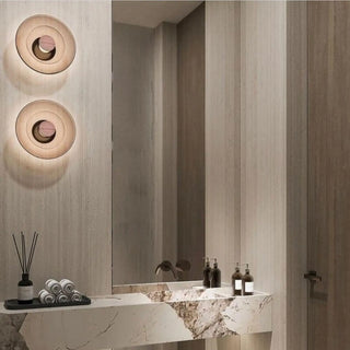 Vintage circle wall lamp gold – glass aluminium detail