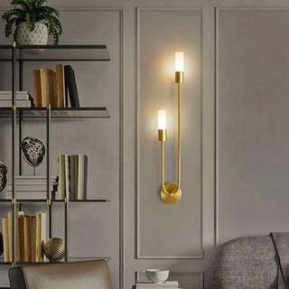 Tubular vertical wall sconce G4 16W in gold acrylic 10x56cm